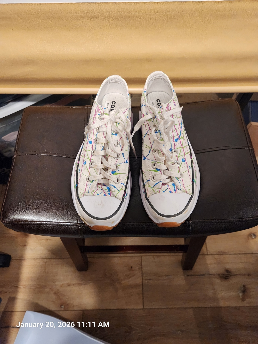 Converse Low Top Splatter Print Sneakers - White with Multicolor Accents